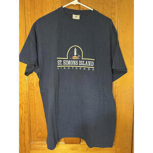 Lee St. Simons Island Lighthouse Men's T-Shirt Large Navy